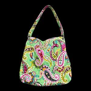 Vera Bradley Tutti Frutti Shoulder Tote Bag Colorful Green Pink Paisley